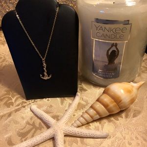 Gold anchor with rope necklace